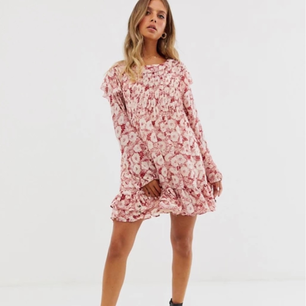 FREE PEOPLE These Dreams Mini Dress Red Tea Combo